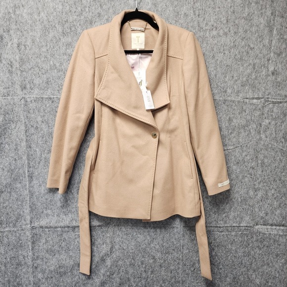 TED BAKER Wool Cashmere Blend‎ Rytaa Wrap Coat Womens Size 1 Natural NEW w/ Tag - Picture 4 of 11